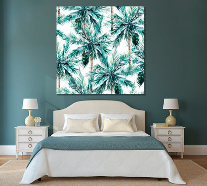 Watercolor Coconut Palms Canvas Print-Canvas Print-CetArt-1 panel-12x12 inches-CetArt