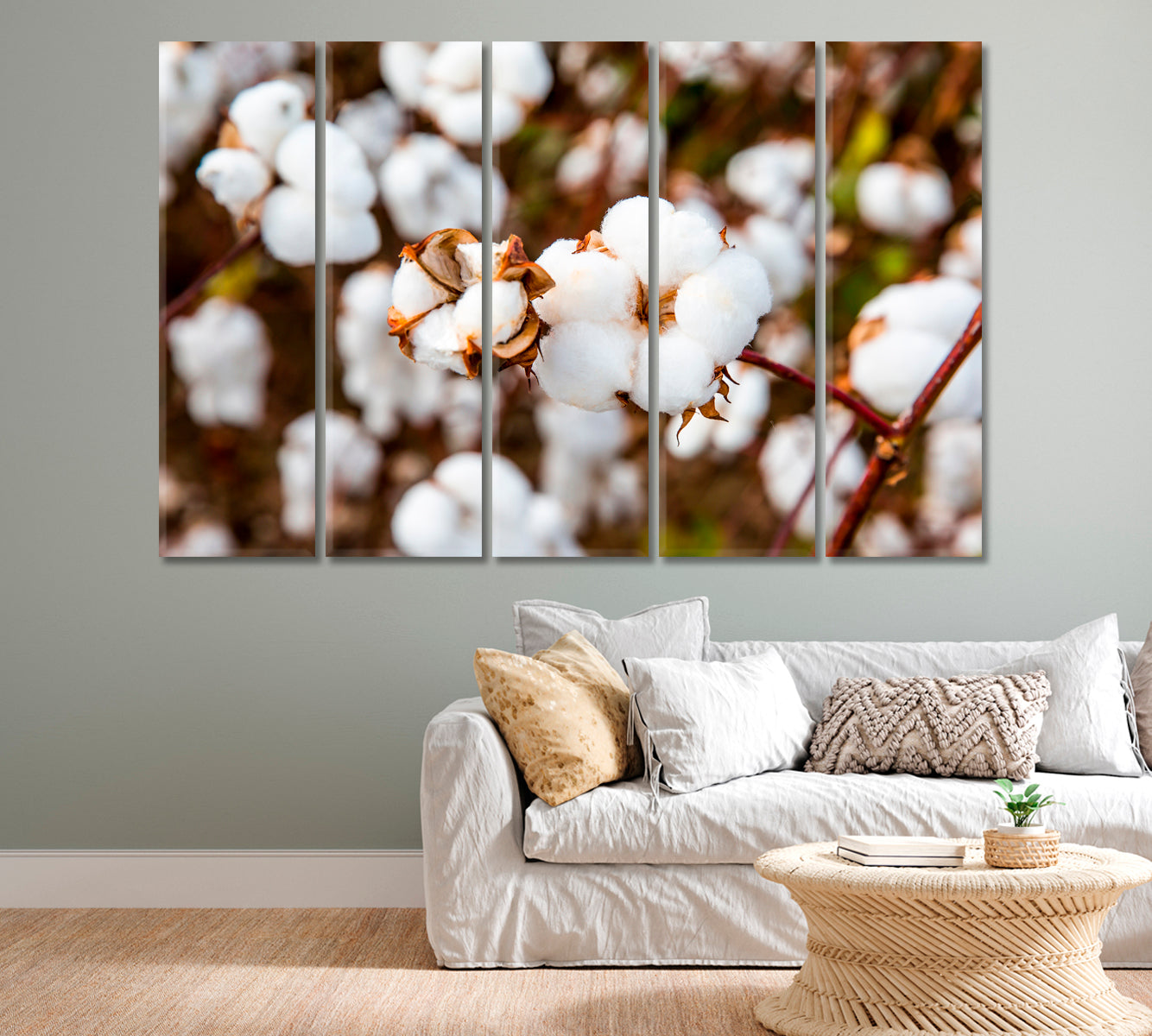 Cotton Branches Canvas Print-Canvas Print-CetArt-1 Panel-24x16 inches-CetArt