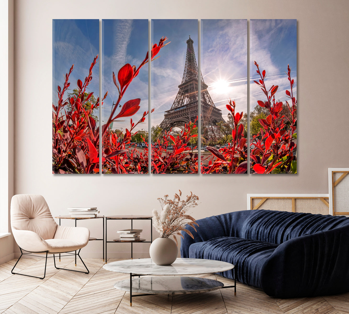 Eiffel Tower with Spring Flowers at Dawn Canvas Print-Canvas Print-CetArt-1 Panel-24x16 inches-CetArt