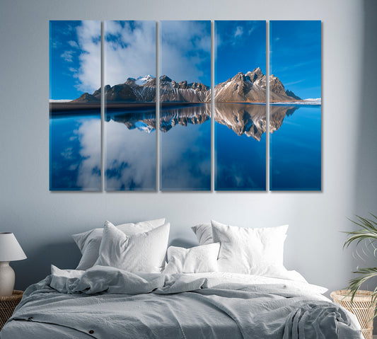 Vestrahorn Mountain Reflection Stokksnes Peninsula Iceland Canvas Print-Canvas Print-CetArt-1 Panel-24x16 inches-CetArt