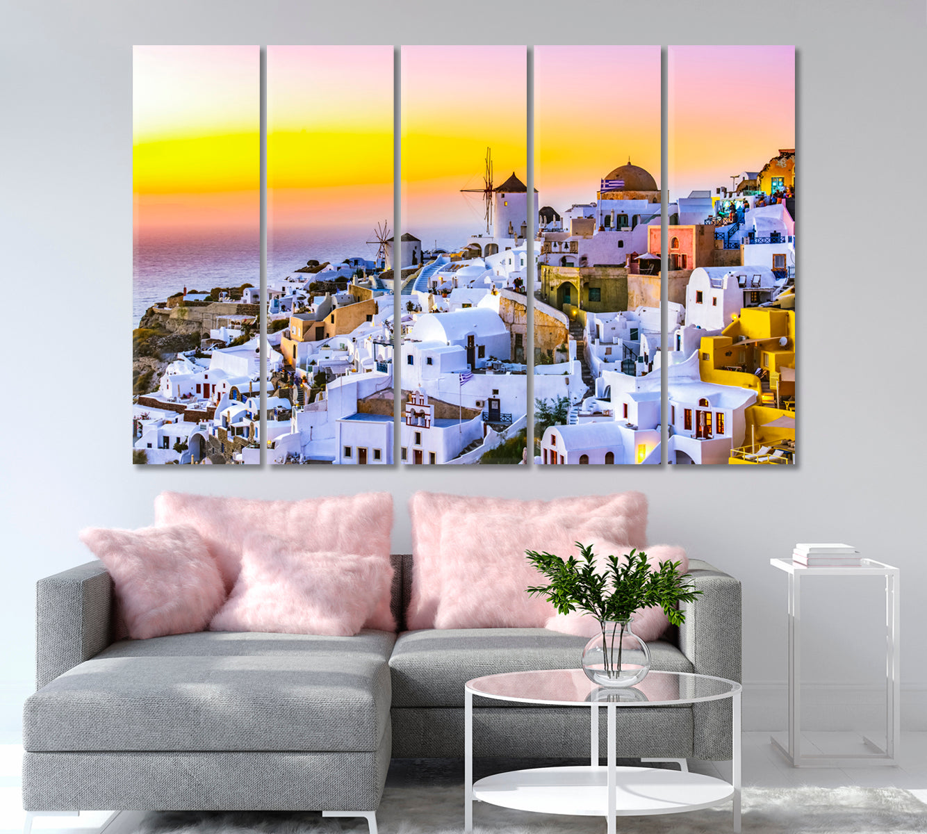 Sunset in Oia Town Santorini Island Greece Canvas Print-Canvas Print-CetArt-1 Panel-24x16 inches-CetArt