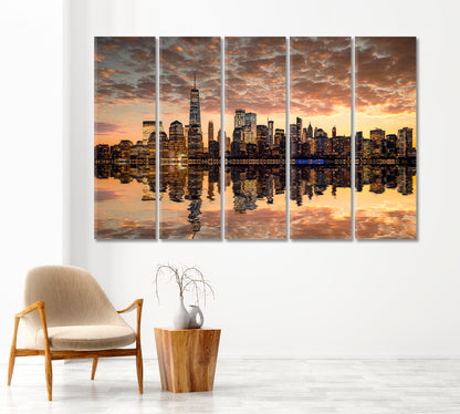 New York USA Downtown Skyline at Dusk Canvas Print-Canvas Print-CetArt-1 Panel-24x16 inches-CetArt