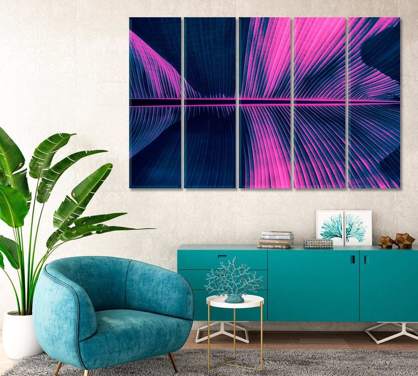 Abstract Purple Palm Leaf Canvas Print-Canvas Print-CetArt-1 Panel-24x16 inches-CetArt