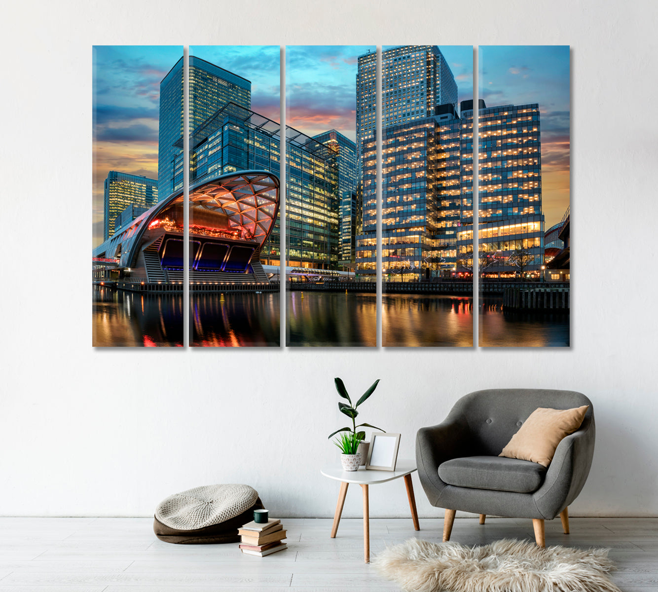 The Financial District Canary Wharf in London Canvas Print-Canvas Print-CetArt-1 Panel-24x16 inches-CetArt