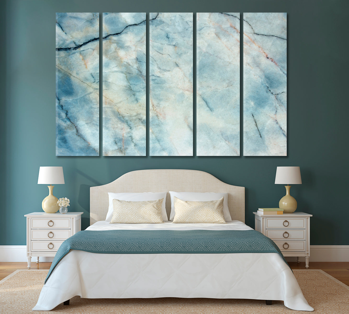 Beautiful Gray Blue Natural Marble Canvas Print-Canvas Print-CetArt-1 Panel-24x16 inches-CetArt