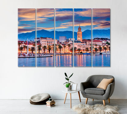 Night City Split Croatia Canvas Print-Canvas Print-CetArt-1 Panel-24x16 inches-CetArt