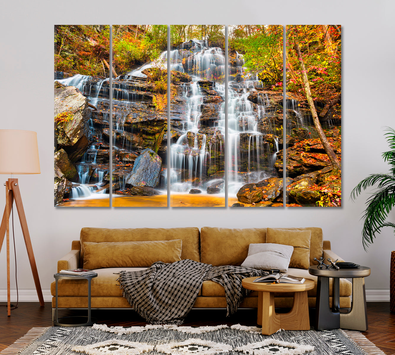 Issaqueena Falls During Autumn Season USA Canvas Print-Canvas Print-CetArt-1 Panel-24x16 inches-CetArt