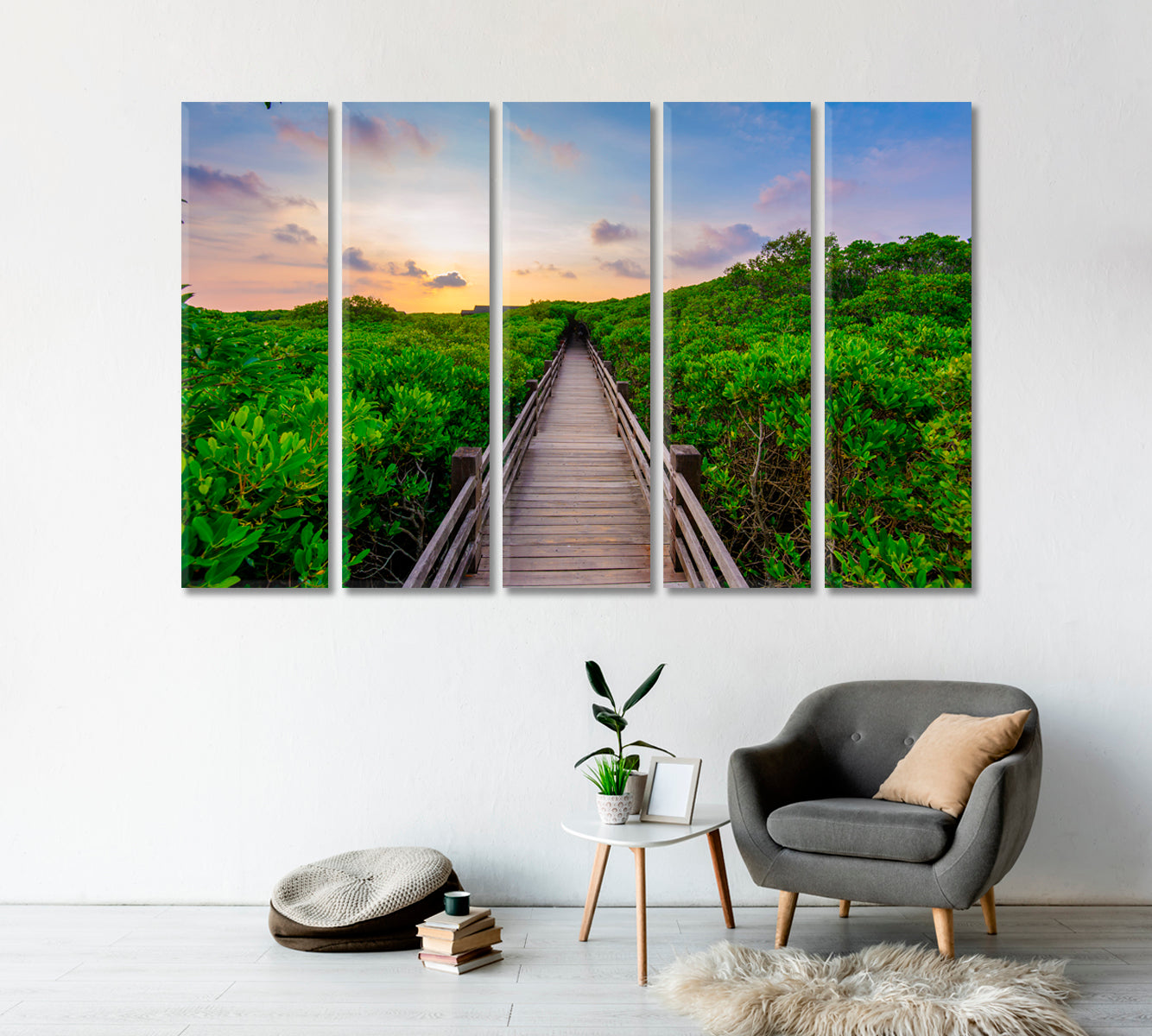 Mangrove Forest with Wood Walkway Canvas Print-Canvas Print-CetArt-1 Panel-24x16 inches-CetArt