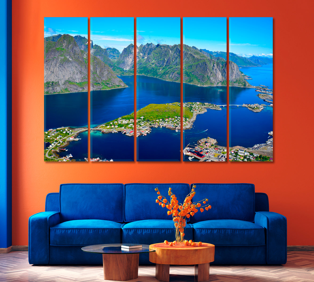 View of the Stunning Mountains Lofoten Islands Norway Canvas Print-Canvas Print-CetArt-1 Panel-24x16 inches-CetArt