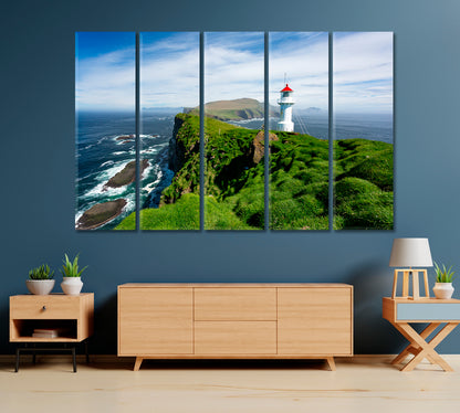 Beautiful Lighthouse on Mykines Island Faroe Islands North Atlantic Ocean Canvas Print-Canvas Print-CetArt-1 Panel-24x16 inches-CetArt