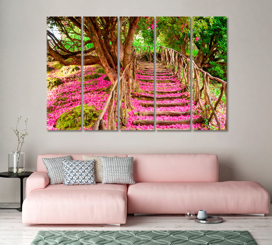 Trail Covered in Pink Leaves Canvas Print-Canvas Print-CetArt-1 Panel-24x16 inches-CetArt