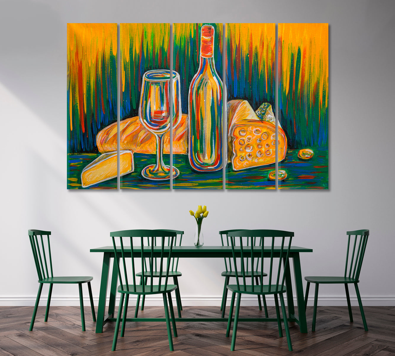 Abstract Still Life Wine and Cheese Canvas Print-Canvas Print-CetArt-1 Panel-24x16 inches-CetArt