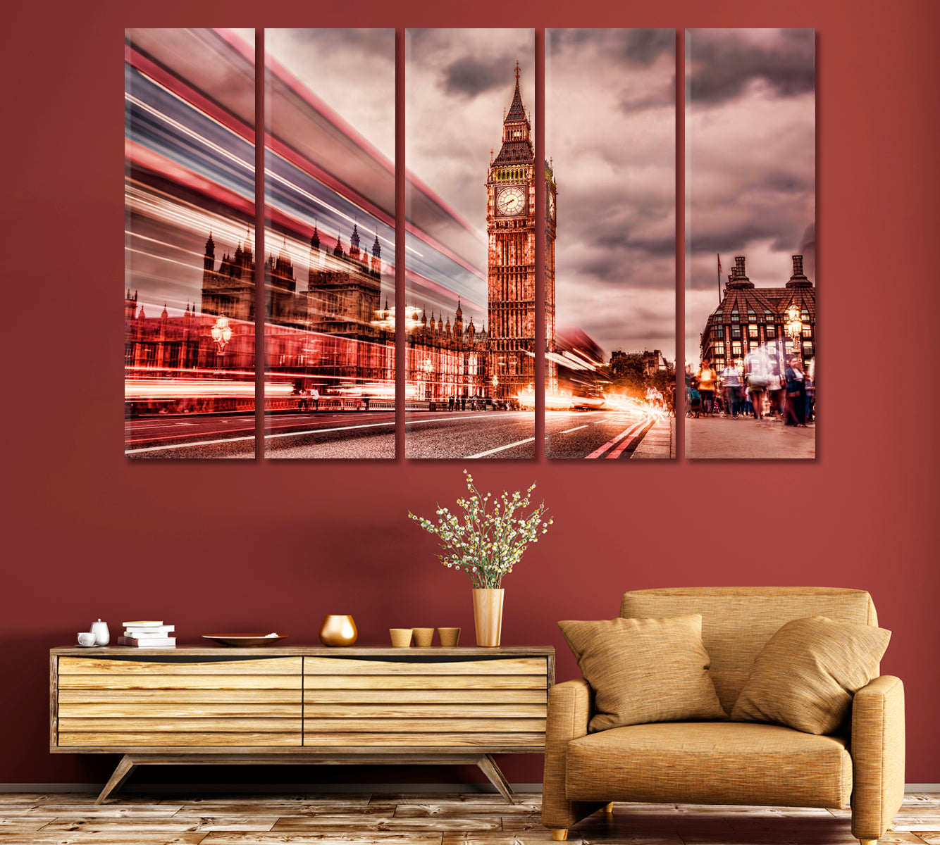 Big Ben in Retro Style London UK Canvas Print-Canvas Print-CetArt-1 Panel-24x16 inches-CetArt