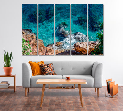 Athens Azure Sea Greece Canvas Print-Canvas Print-CetArt-5 Panels-36x24 inches-CetArt