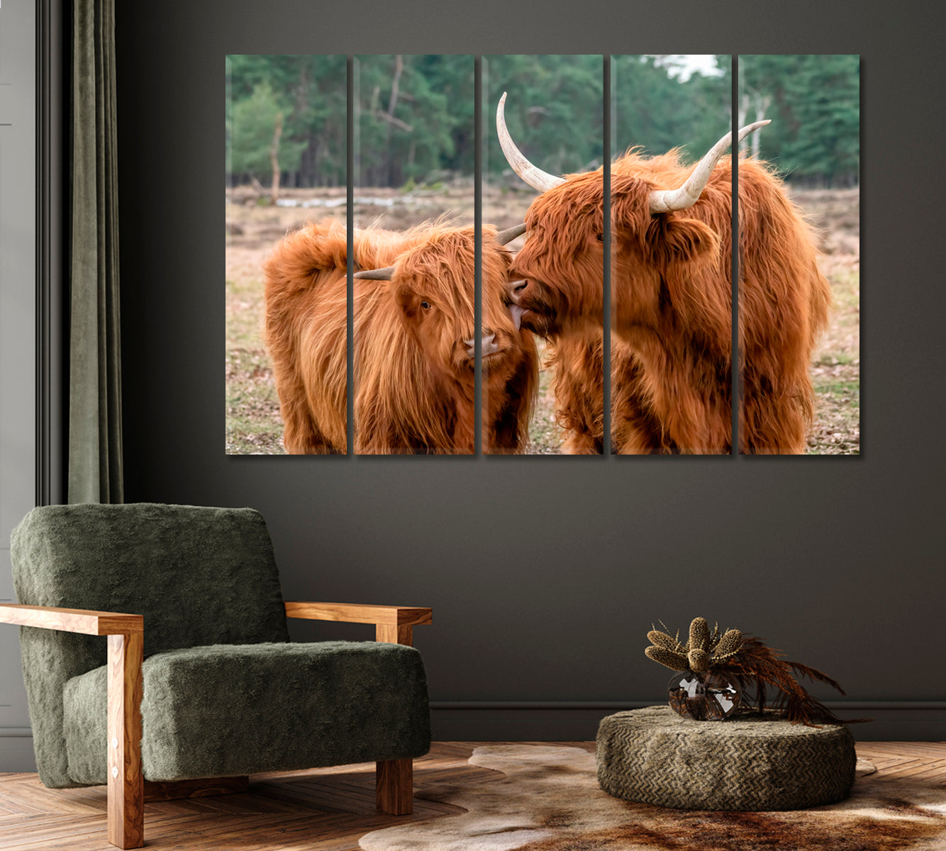 Beautiful Highland Cow Cattle with Calf Canvas Print-Canvas Print-CetArt-1 Panel-24x16 inches-CetArt