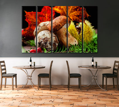 Porcini Mushroom in Autumn Foliage Canvas Print-Canvas Print-CetArt-1 Panel-24x16 inches-CetArt