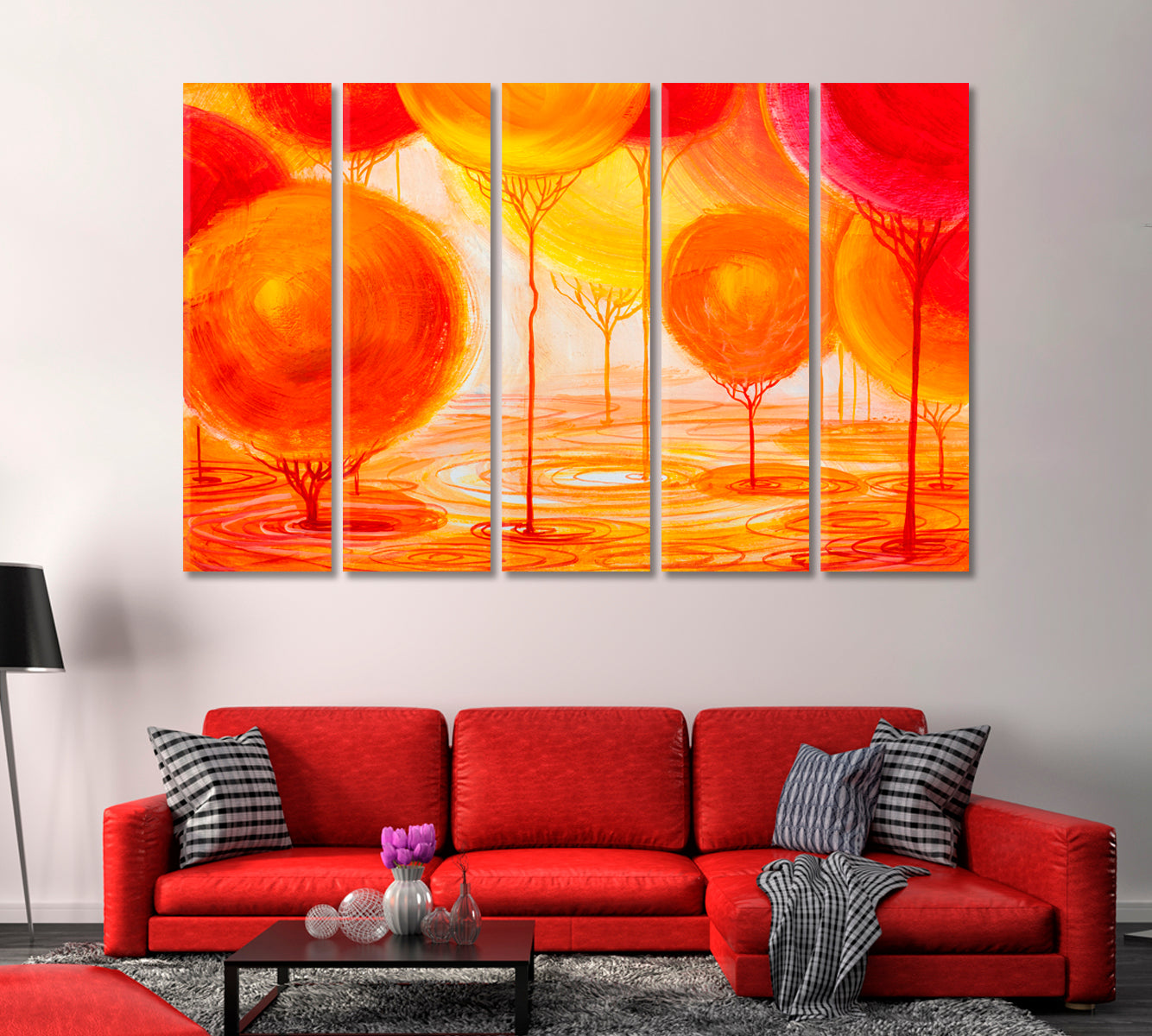 Abstract Bright Orange Trees Canvas Print-Canvas Print-CetArt-1 Panel-24x16 inches-CetArt