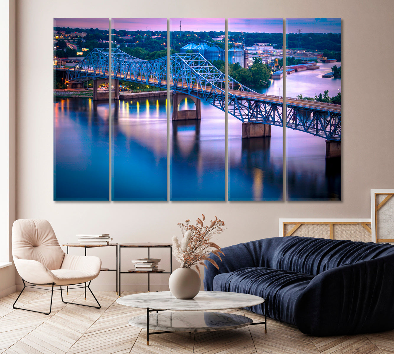 O'Neal Bridge over Tennessee River USA Canvas Print-Canvas Print-CetArt-1 Panel-24x16 inches-CetArt