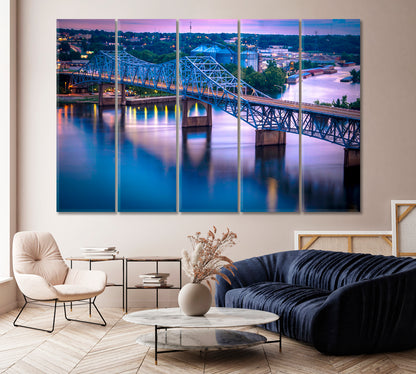 O'Neal Bridge over Tennessee River USA Canvas Print-Canvas Print-CetArt-1 Panel-24x16 inches-CetArt