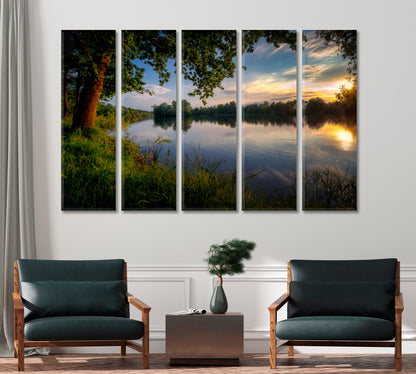 Narew River with Oaks in Poland Canvas Print-Canvas Print-CetArt-1 Panel-24x16 inches-CetArt