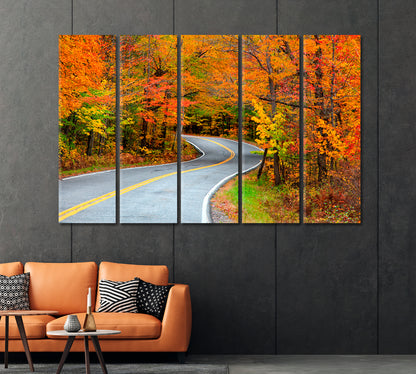 Road to Vermouth USA Autumn Landscape Canvas Print-Canvas Print-CetArt-1 Panel-24x16 inches-CetArt