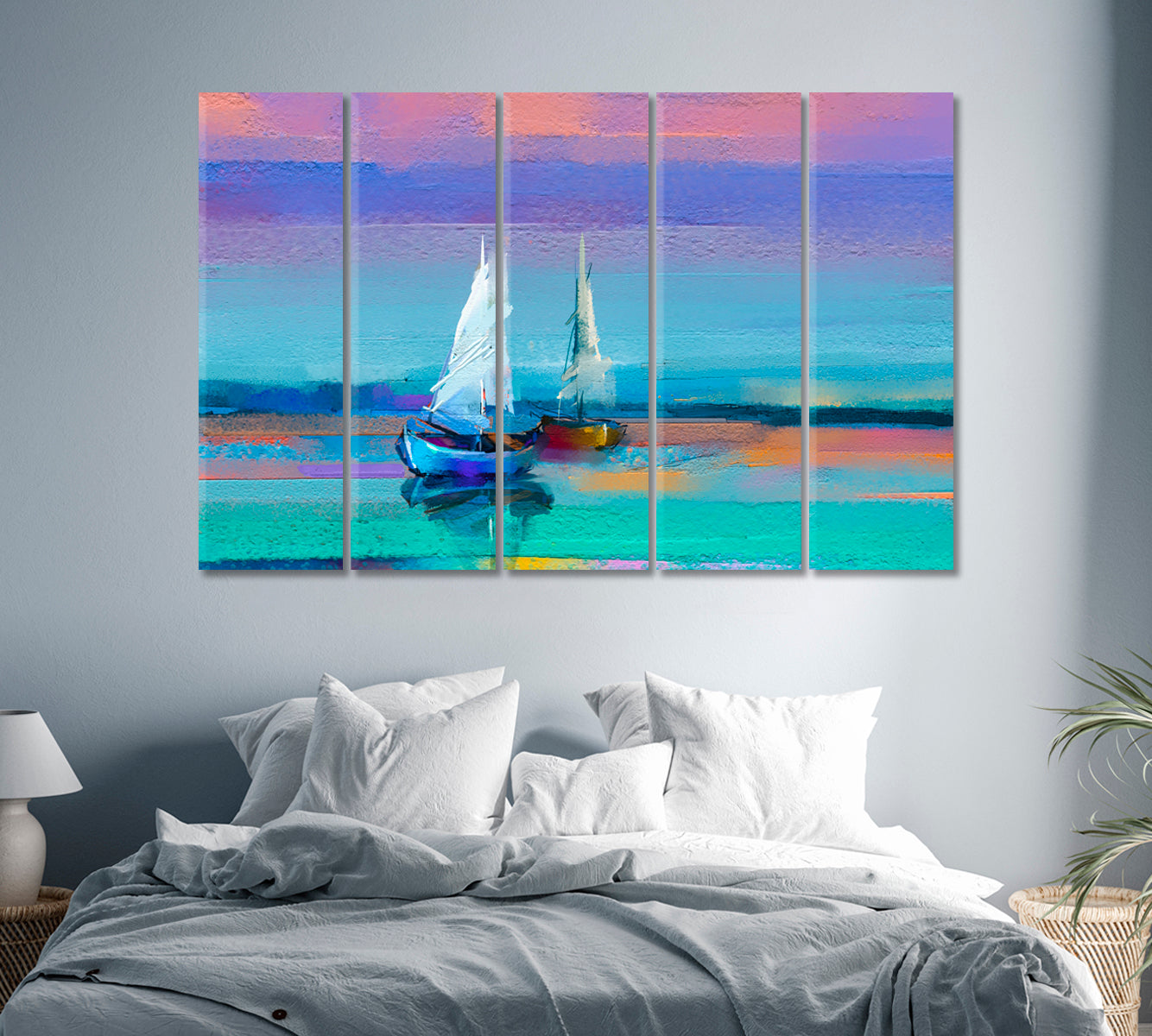 Colorful Sailboats Canvas Print-Canvas Print-CetArt-1 Panel-24x16 inches-CetArt