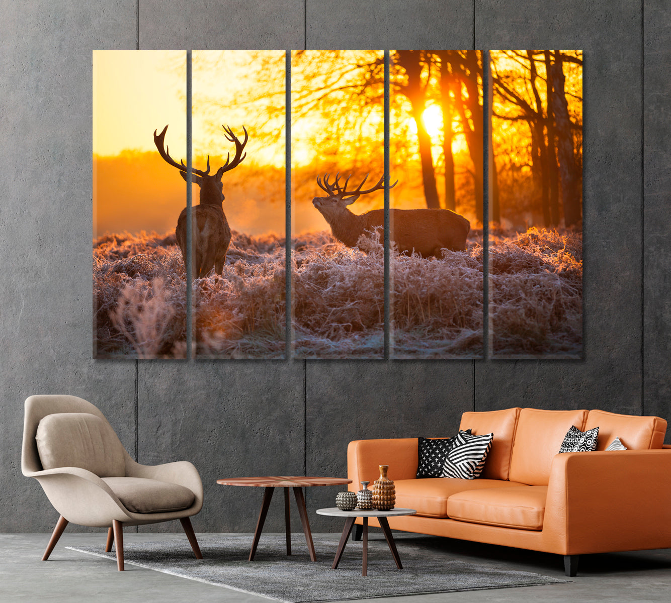 Red Deer in Forest Canvas Print-Canvas Print-CetArt-1 Panel-24x16 inches-CetArt