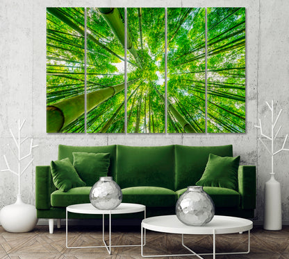 Green Bamboo Forest Bottom View Canvas Print-Canvas Print-CetArt-1 Panel-24x16 inches-CetArt