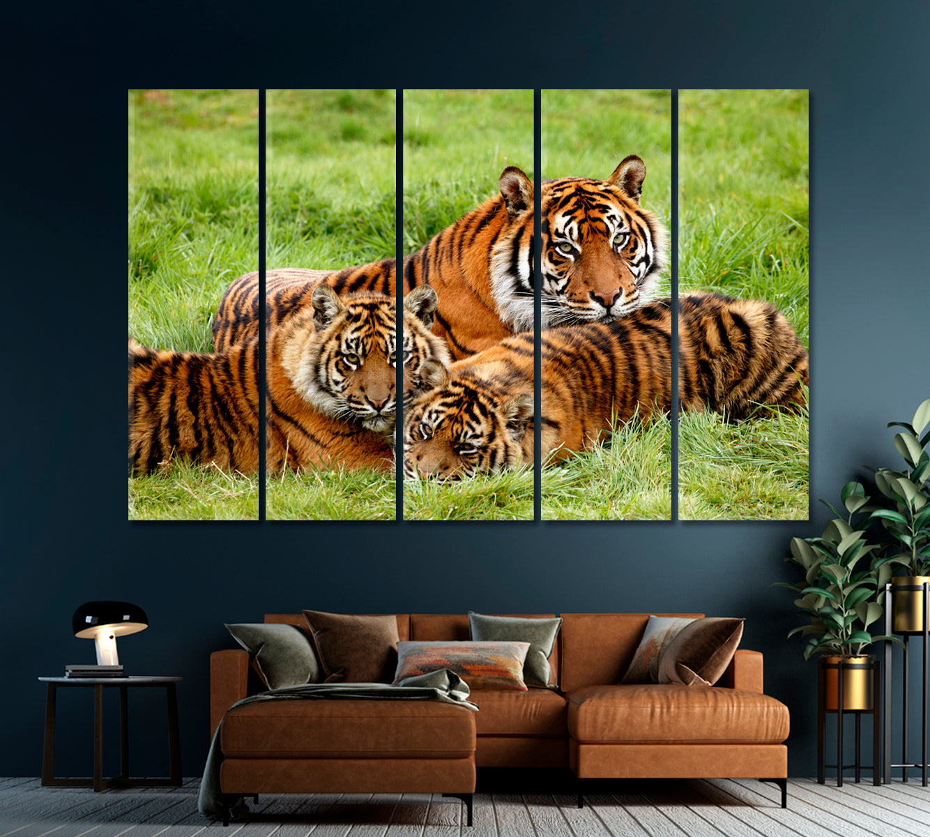 Sumatran Tigers Family Canvas Print-Canvas Print-CetArt-1 Panel-24x16 inches-CetArt