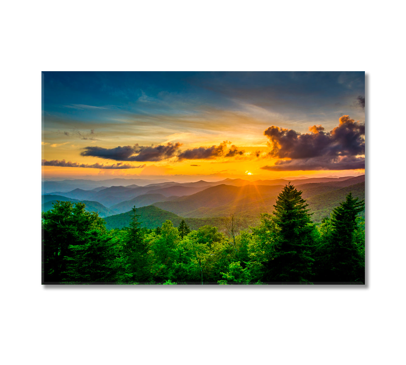 Sunset over Appalachian Mountains North Carolina Canvas Print-Canvas Print-CetArt-1 Panel-24x16 inches-CetArt