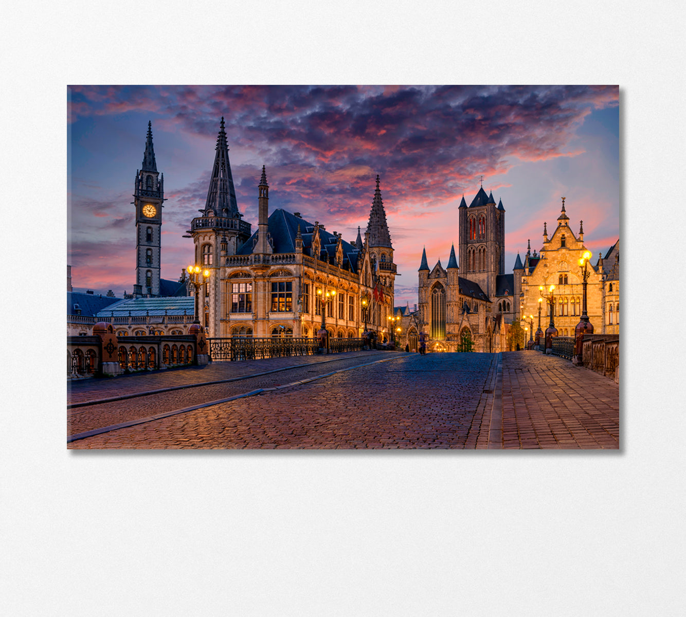 Medieval City of Ghent Belgium Canvas Print-Canvas Print-CetArt-1 Panel-24x16 inches-CetArt