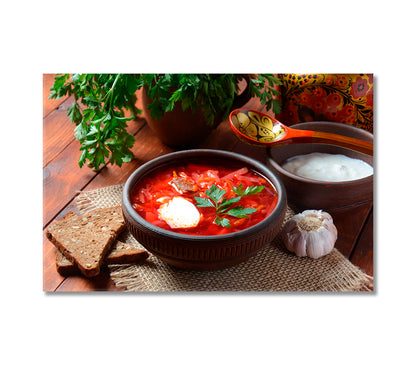 Traditional Ukrainian Red Borscht Soup Canvas Print-Canvas Print-CetArt-1 Panel-24x16 inches-CetArt