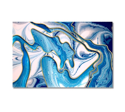 Trendy Abstract Modern Blue Wavy Pattern Canvas Print-Canvas Print-CetArt-1 Panel-24x16 inches-CetArt