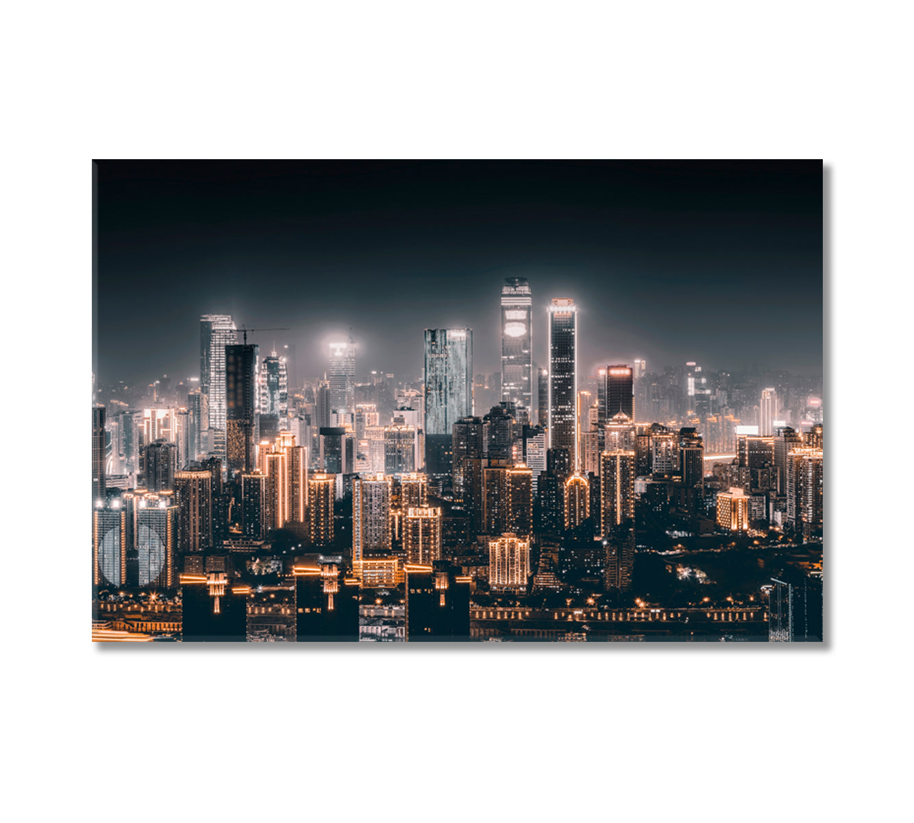 Night City Skyline Canvas Print-Canvas Print-CetArt-1 Panel-24x16 inches-CetArt