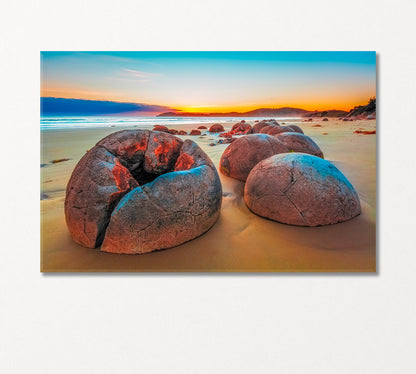 Moeraki Boulders at Koekohe Beach New Zealand Canvas Print-Canvas Print-CetArt-1 Panel-24x16 inches-CetArt