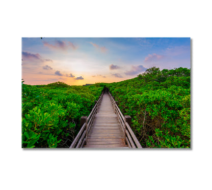 Mangrove Forest with Wood Walkway Canvas Print-Canvas Print-CetArt-1 Panel-24x16 inches-CetArt