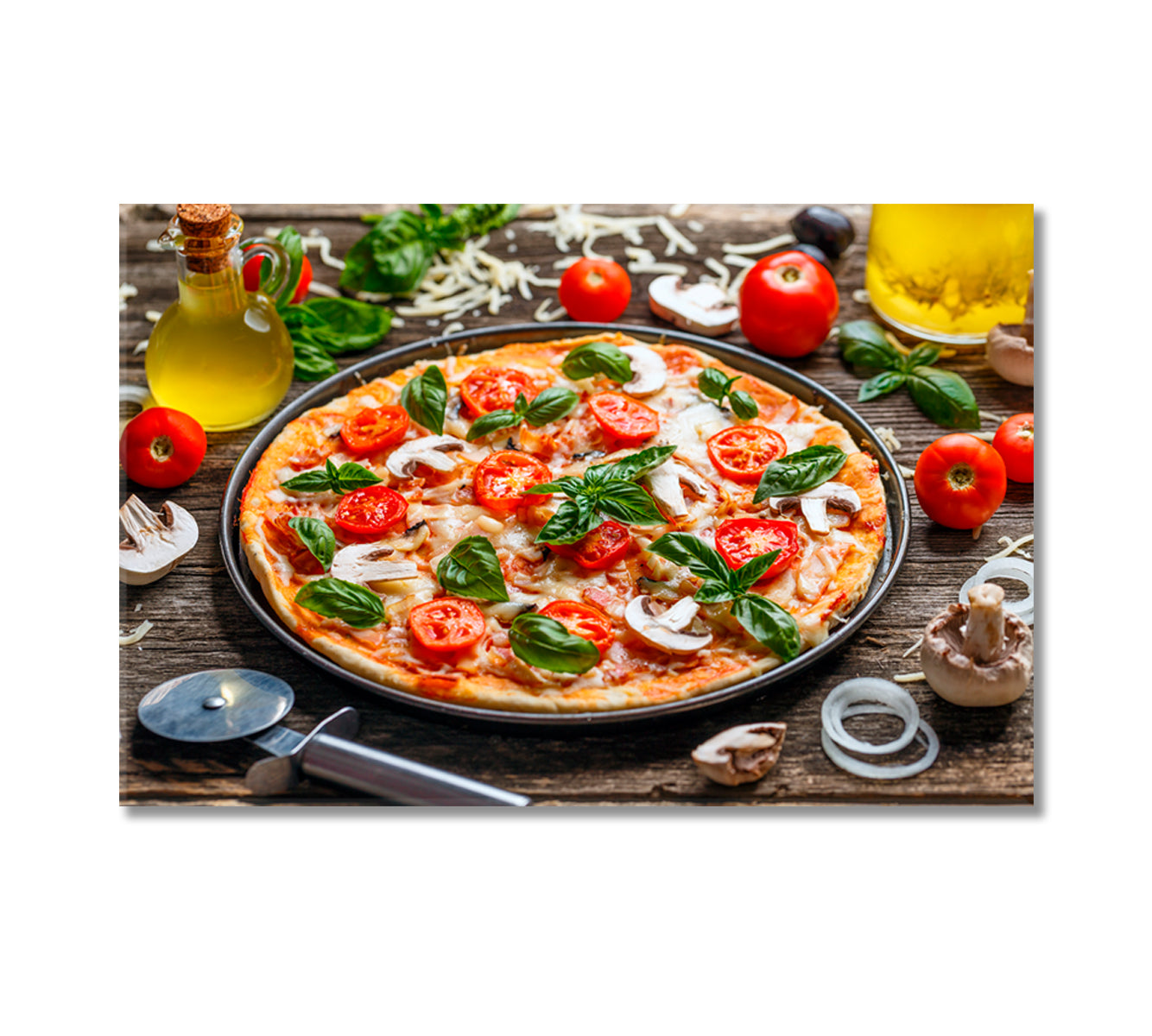 Delicious Italian Pizza Canvas Print-Canvas Print-CetArt-1 Panel-24x16 inches-CetArt