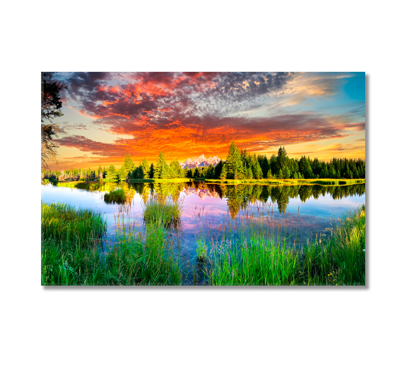 Teton Range and Snake River Wyoming Canvas Print-Canvas Print-CetArt-1 Panel-24x16 inches-CetArt