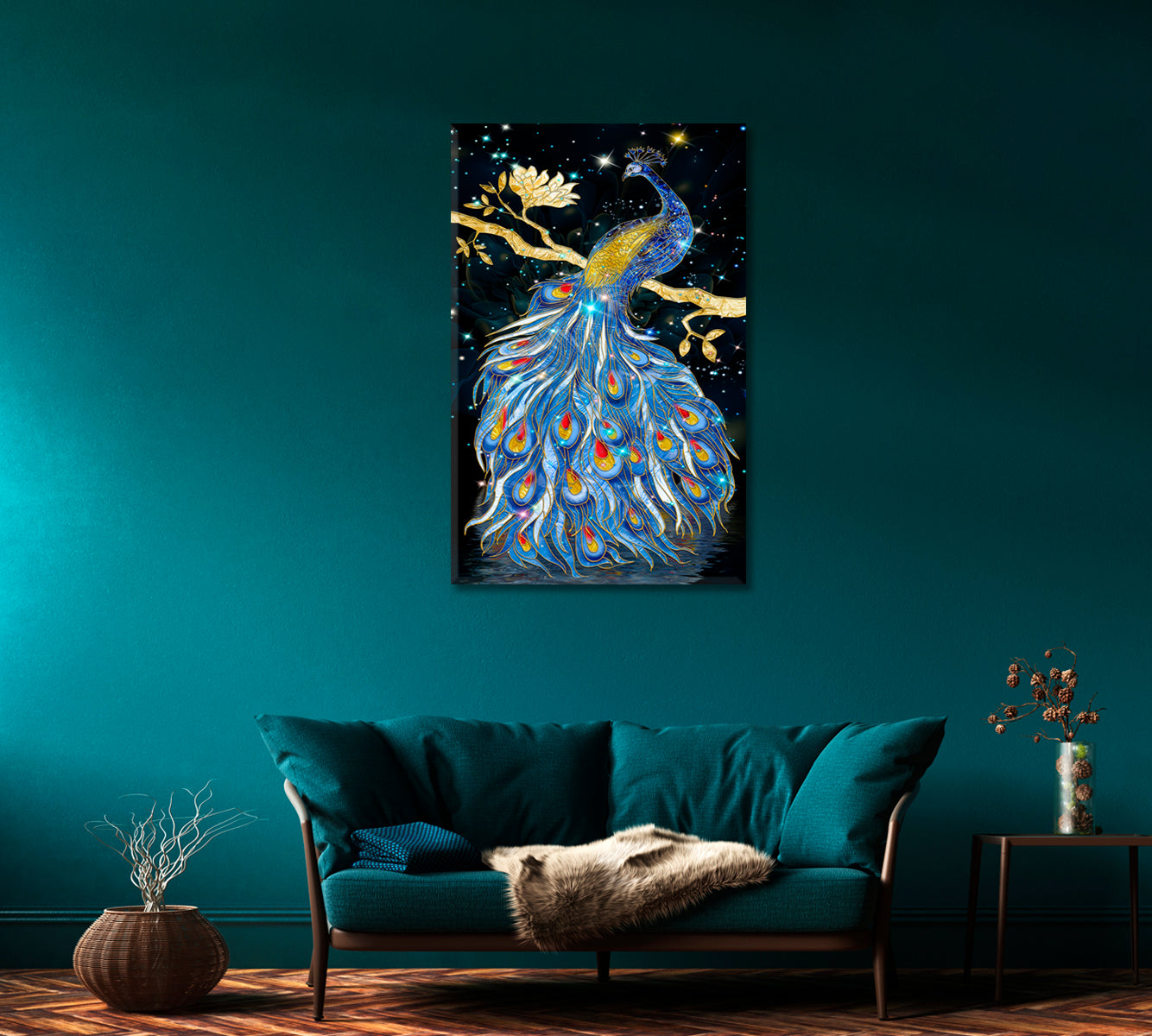 Colorful Peacock Canvas Print-Canvas Print-CetArt-1 panel-16x24 inches-CetArt