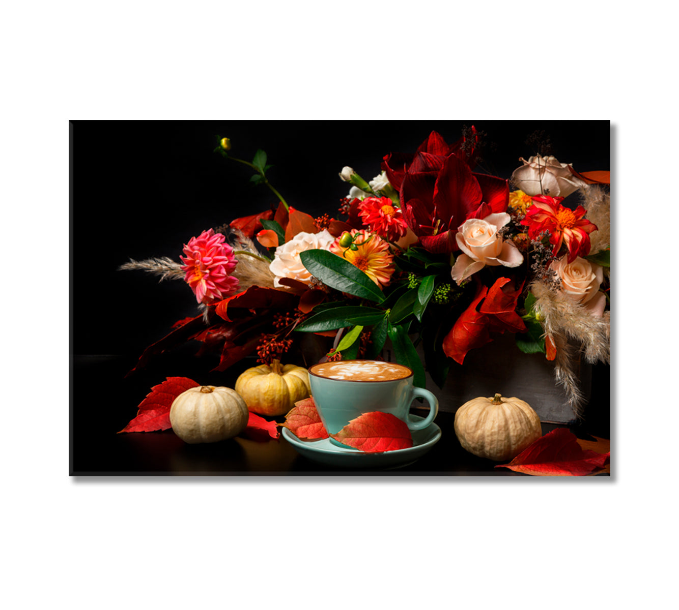 Still Life with Coffee and Flowers Canvas Print-Canvas Print-CetArt-1 Panel-24x16 inches-CetArt