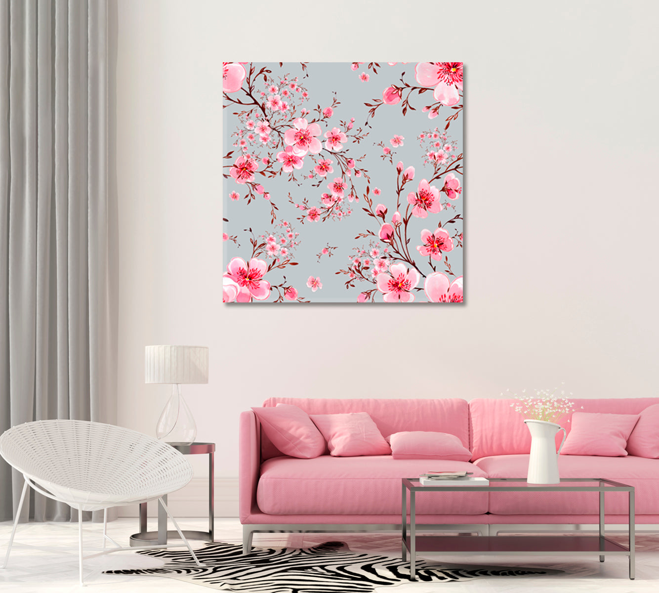 Abstract Beautiful Pink Flowers Canvas Print-Canvas Print-CetArt-1 panel-12x12 inches-CetArt