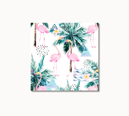 Abstract Coconut Palms with Flamingos Canvas Print-Canvas Print-CetArt-1 panel-12x12 inches-CetArt