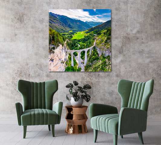 Landwasser Viaduct Swiss Alps Canvas Print-Canvas Print-CetArt-1 panel-12x12 inches-CetArt