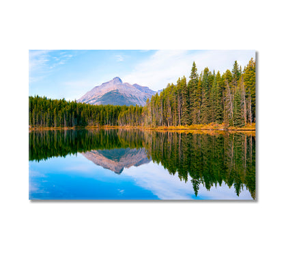 Forest Reflection at Herbert lake Jasper National Park Alberta Canada Canvas Print-Canvas Print-CetArt-1 Panel-24x16 inches-CetArt