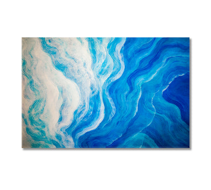 White and Blue Wave Lines Canvas Print-Canvas Print-CetArt-1 Panel-24x16 inches-CetArt