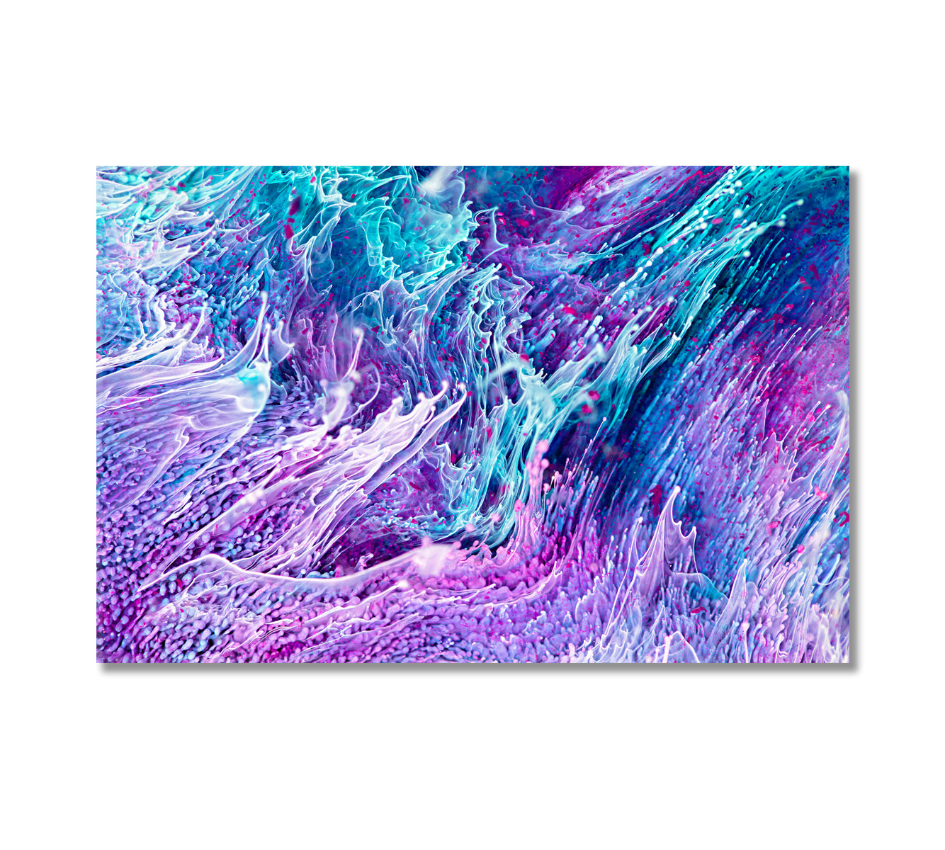 Beautiful Mixed Turquoise and Purple Liquid Splashes and Ripple Canvas Print-Canvas Print-CetArt-1 Panel-24x16 inches-CetArt