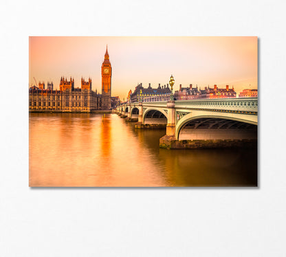 Big Ben House of Parliament and Westminster Bridge London Canvas Print-Canvas Print-CetArt-1 Panel-24x16 inches-CetArt