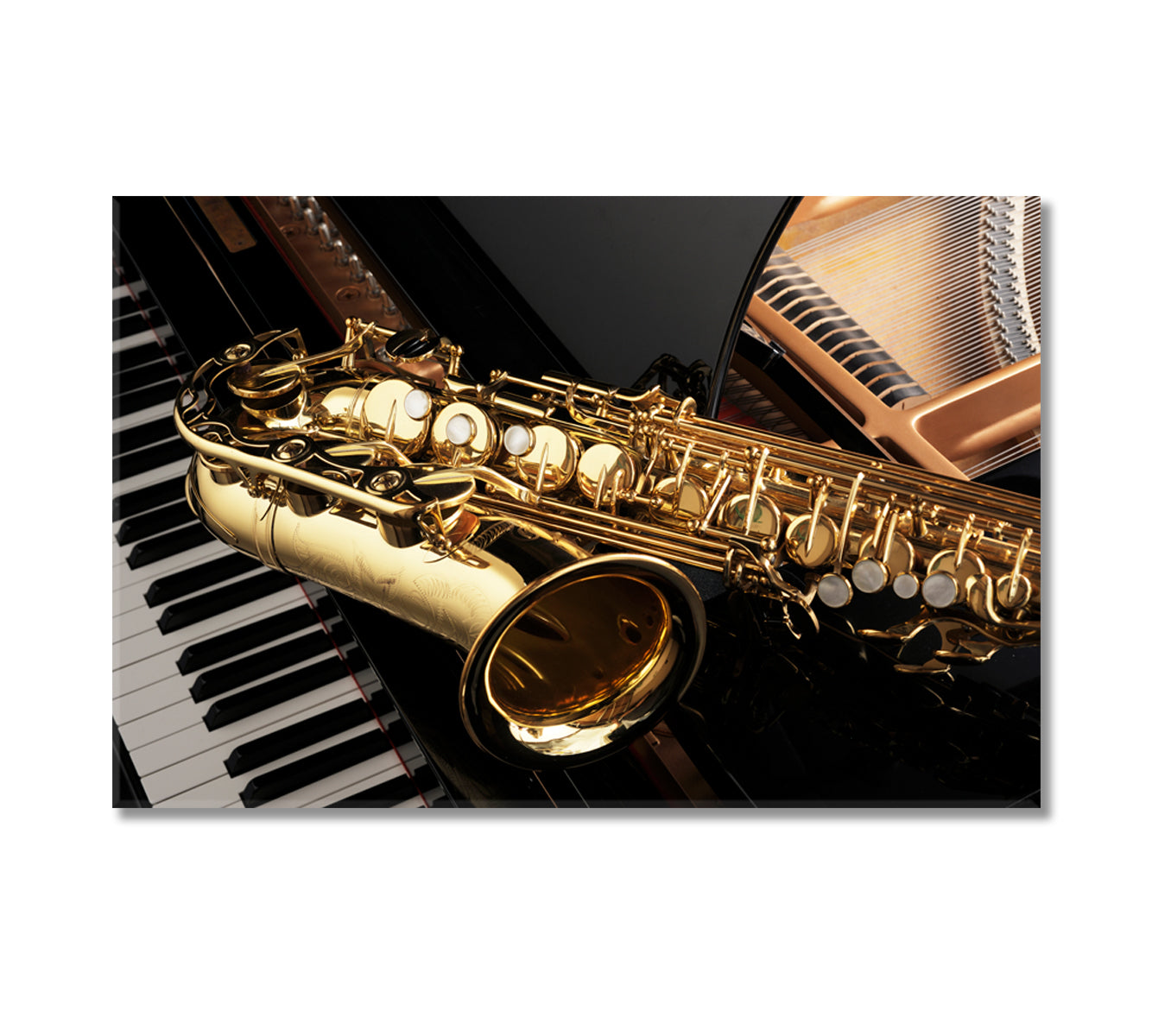 Alto Saxophone on Piano Canvas Print-Canvas Print-CetArt-1 Panel-24x16 inches-CetArt