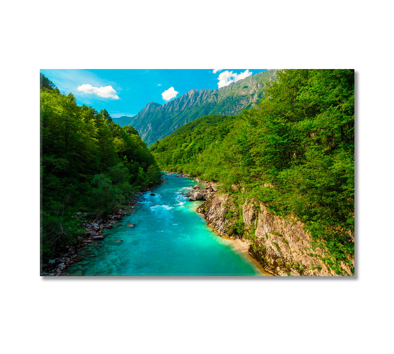 Soca River and Deep Gorge Kayaking Place Kobarid Slovenia Canvas Print-Canvas Print-CetArt-1 Panel-24x16 inches-CetArt