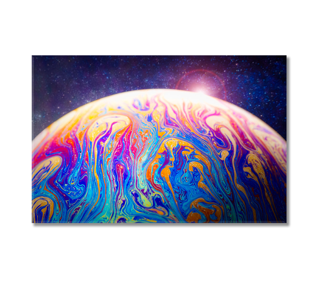 Abstract Multicolor Psychedelic Planet with Starry Sky Canvas Print-Canvas Print-CetArt-1 Panel-24x16 inches-CetArt